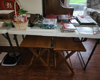 Solid oak tv trays and bathroom scales