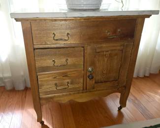 Antique refinished Wash Stand with marble topIn excellent condition for its age, features a marble top 31.5"w x 18"d x 30.5"h $150
