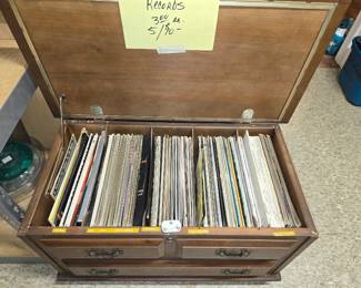 Vintage records in a vintage Lane chest sold separately.