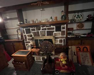 Irish figurines, cars, magazine racks