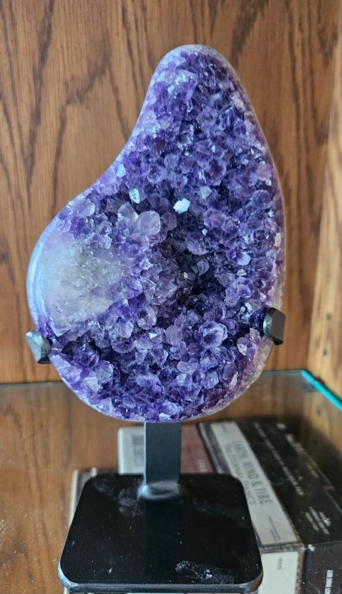 Polished Amethyst Geode Slice on Stand