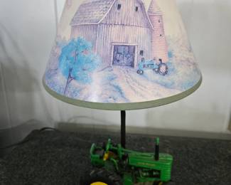 John Deere Tractor Lamp with Barn Scene Shade second image
