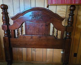 Vintage Pine Cannonball Headboard