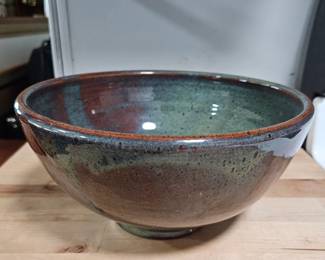 Studio Pottery Serving Bowl with V Mark
