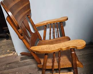 Antique Oak Spindle Back Rocking Chair second image