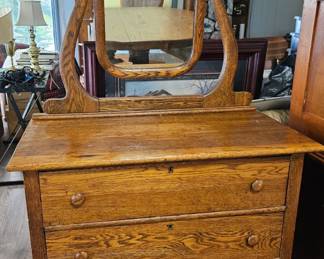 Antique Tiger Oak Dresser with Mirror h l .w