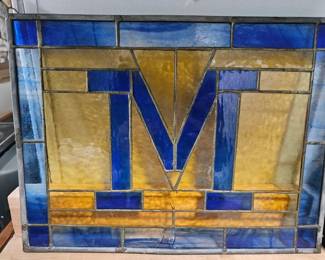 Art Deco Stained Glass Initial M Panel