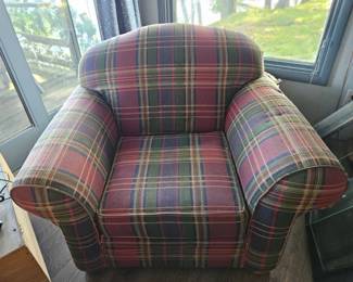 Plaid Upholstered Club Chair