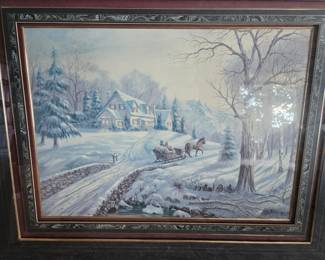 Winter Sunrise Sleigh Print by Carl Valente second image
