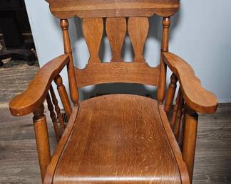 Antique Oak Spindle Back Rocking Chair