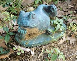 Vintage Cast Iron Frog Statue