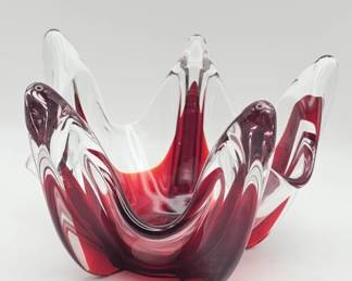 107  Lot 477h  Vintage Midcentury Modern handblown red and