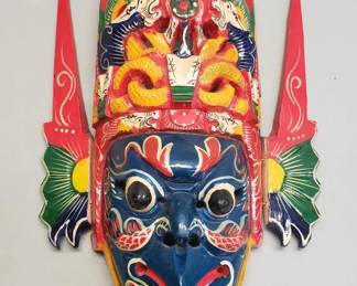 Lot 214  Vintage hand painted Indonesian wall mask