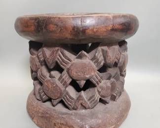 Lot 227  Vintage carved wood stool