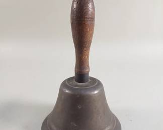 Lot 213  Vintage brass and wood hand bell