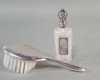 140  Lot 458  Crystal and silver perfume bottle and sterling