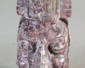 132  Lot 519  Hand carved marble AztecMayan head sculpture