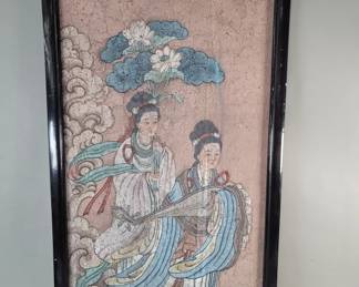 072  Lot 473  Vintage Chinese oil painting on board