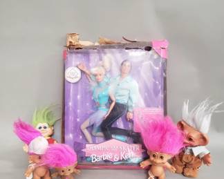 Lot 450  Barbie  Ken Olympic USA Skater dolls and troll