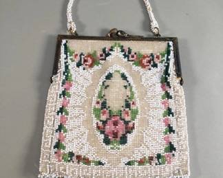 Lot 377  Antique microglass beaded flapper purse