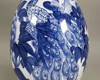 Lot 156  Asian blue and white porcelain egg decoration