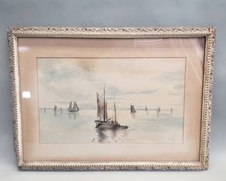 Lot 574  Signed A.M.Z Antique watercolor