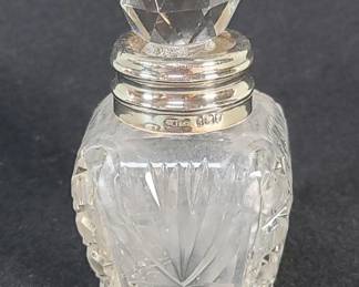 Lot 424  Vintage crystal and silver hallmarked perfume