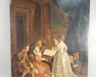Lot 383  Antique oil on board