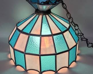 034  Lot 205  Vintage slag glass pendant lamp