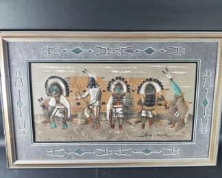 039  Lot 635  Alfred L. Begaye signed vintage Navajo sand