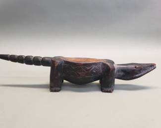 Lot 210  Vintage carved wood alligator