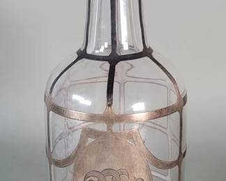 Lot 531  Antique silver overlay glass decanter decanter