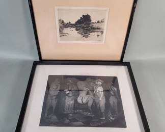 Lot 496  Stanley Wingate Woodward etching, S Diaz
