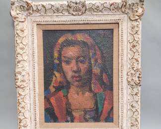 Lot 595  Signed W.R Shugold oil on board portrait