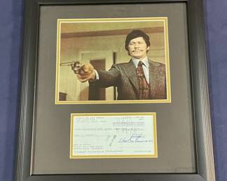 056  Lot 381h  Framed Rare Charles Bronson signed check