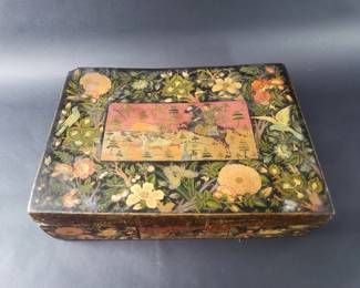 Lot 289  Antique Kashmiri handpainted papiermache