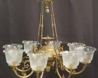 Lot 190  Vintage gasolierstyle chandelier with multi