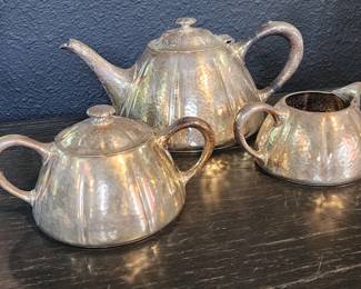 Lot 396h  Vintage triple plated Meriden S.P Co tea set