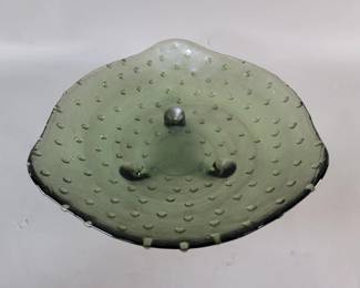 Lot 600  Smoked green glass footed bowl