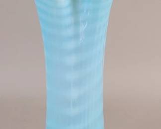 Lot 502  Opalescent blue swirl glass vase