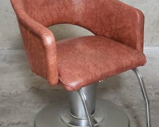 Lot 198  Faux leather and chrome salon styling chair