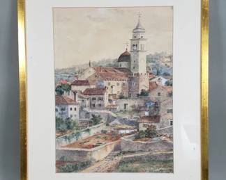 Lot 399  Signed vintage watercolor