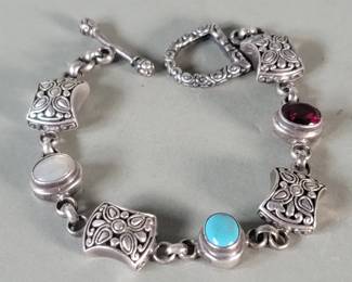 030  Lot 538  Sterling silver, Turquoise, moonstone, garnet