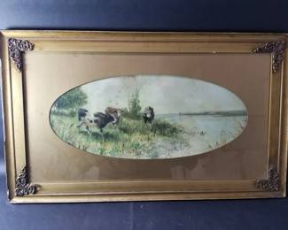 Lot 639  Vintage mixed media painting
