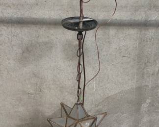 Lot 87  Vintage frosted glass star pendant light fixture