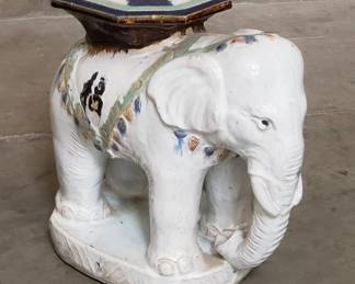 Lot 588  Vintage Asian ceramic elephant garden stool