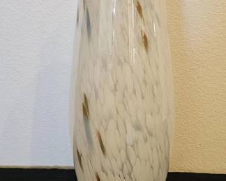 177  Lot 564h  Vintage handblown white frit art glass vase w