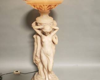 123  Lot 607  Carved alabaster figural lamp