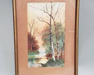Lot 376  Vintage signed H. Tibbit watercolor
