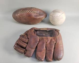 Lot 369  Group of vintage football, softball, and